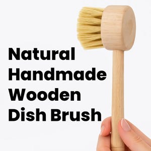 Handmade Wooden Dish Brush, Natural Tampico Bristle Kitchen Scrub, Eco-Friendly Plastic-Free Cleaning Tool