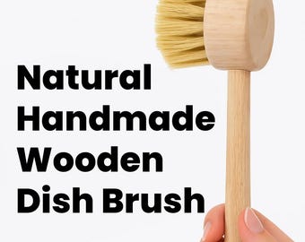 Cepillo de madera para platos hecho a mano, con cerdas naturales de Tampico, herramienta de limpieza ecológica y sin plástico.
