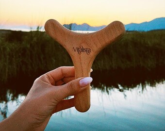 Masajeador de madera en forma de Y, masajeador natural hecho a mano para celulitis y drenaje linfático.