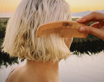 Handmade Wooden Hair Comb: Natural Fine-Tooth Detangler