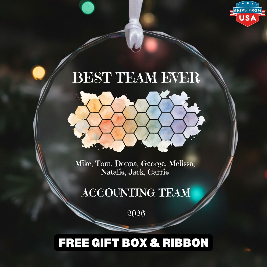 Collaboration Gift Personalized Work Team Glass Ornament, Best Team Ever Employee Gift ...