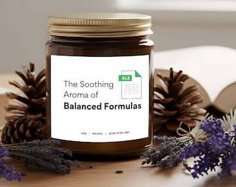 The Soothing Aroma of Balanced Formulas Candle Funny Accountant Gift for Excel Lover Data Analyst CPA Candle for Office Humor, Coworker Gift