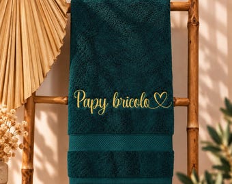 Serviette de bain personnalisée brodée, cadeau unique pour papi et mamie, serviette prénom, idée cadeau fête des papis et fête des mamies