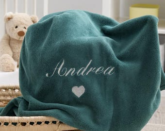 Couverture personnalisée pour petit garçon. Plaid bébé doux avec broderie prénom, idée cadeau unique pour la naissance et baby shower