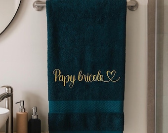 Serviette de bain personnalisée brodée, cadeau unique pour papi et mamie, serviette prénom, idée cadeau fête des papis et fête des mamies