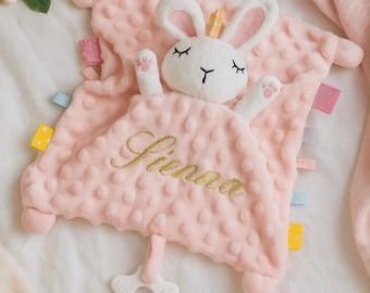 Personalized cuddly toy with embroidered name, baby shower gift, soft baby plush toy, personalized bunny cuddly toy, unique baby gift