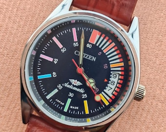 Vintage CITIZEN Automatic 21 Jewels Blue Dial 36MM  Men's Wrist Watch Japan Made