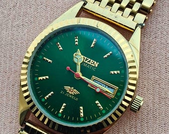 Vintage 1970s Seiko Ladies Mechanical Gold Tone Watch Green  display picture 3