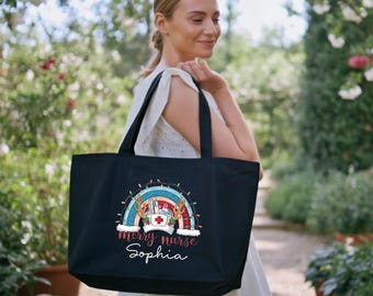 Custom Nurse Christmas Tote Bag: Personalized Xmas Gift