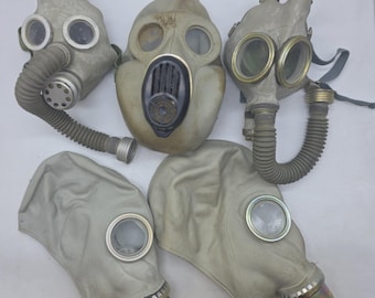 Set di maschere antigas vintage in gomma grigia PBF GP5 PDF MP3 Pdf-7 – per la collezione
