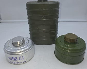 Lot de 3 filtres de masque à gaz vintage : GP-5 FNV-01 E-014