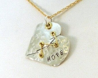 CHD Awareness Necklace / Sutured Heart Mixed Metal Necklace / Sterling Silver Heart Necklace / Mended Heart Necklace / Broken Heart Necklace
