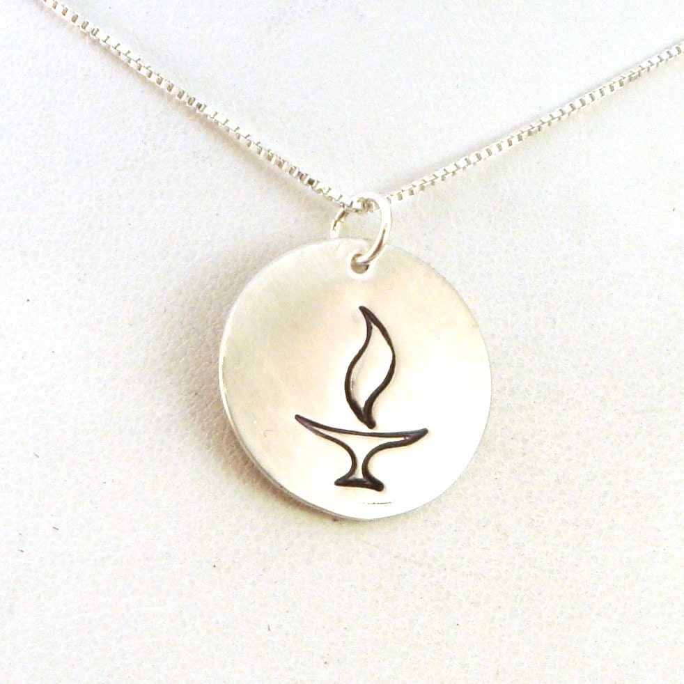Large UU Chalice Necklace Hand Stamped UU Chalice Jewelry Etsy
