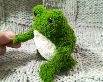 Crochet Knitting Pattern – Mini Amigurumi Frog Toy, Softy Yarn PDF