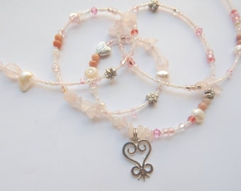 Rose Quartz Waist Beads, Sankofa Jewelry, Love and Romance Belly Chain