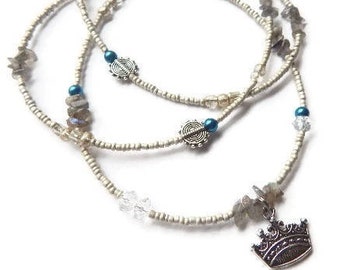 Queen Waist Beads, Labradorite Waistbeads, Empress Belly Chain, Spiritual Belly Beads, Nubian Waist Beads, African Royal Body Jewelry