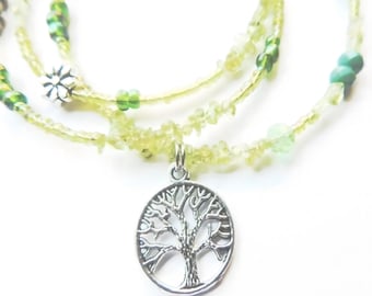 Peridot Baum des Lebens Taille Perlen - Grüne Edelstein Bauchkette