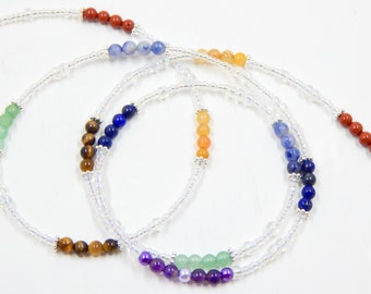 Chakra Waist Beads, Balancing Crystals Waist Beads, 7-Chakra Waist Beads, Spiritual Body Jewelry, Energy African Waistbeads