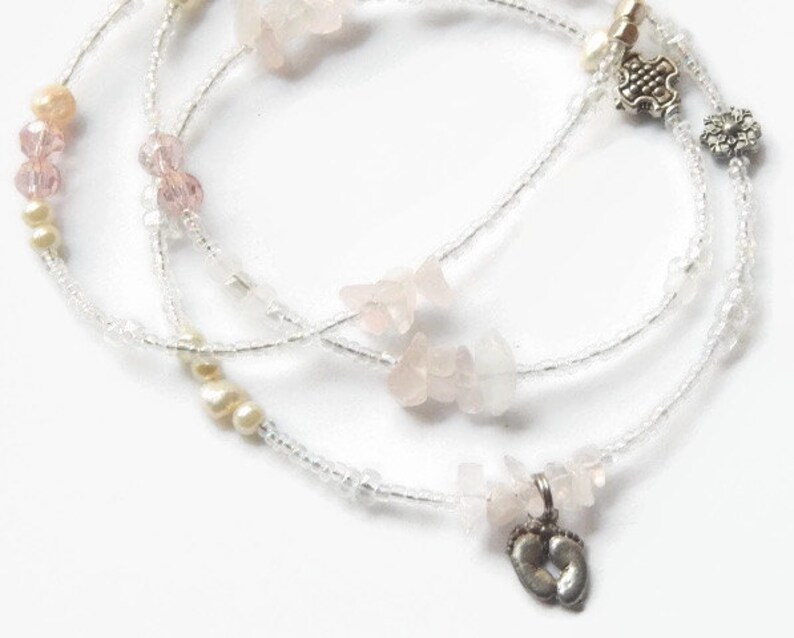 Rose Quartz Mother-to-be African Waist Beads Pregnancy Belly Chain African Body Jewelry Pink Waist Beads Expecting Baby Body Chain