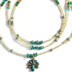 Peacock Oshun Waist Beads, Orisha Belly Chain, Green African Body ...