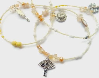 Oshun Taillenperlen: Citrin, Libelle & Handspiegel Bauchkette