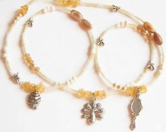 Oshun Taillenperlen, Citrin, Handspiegel, Libellenanhänger