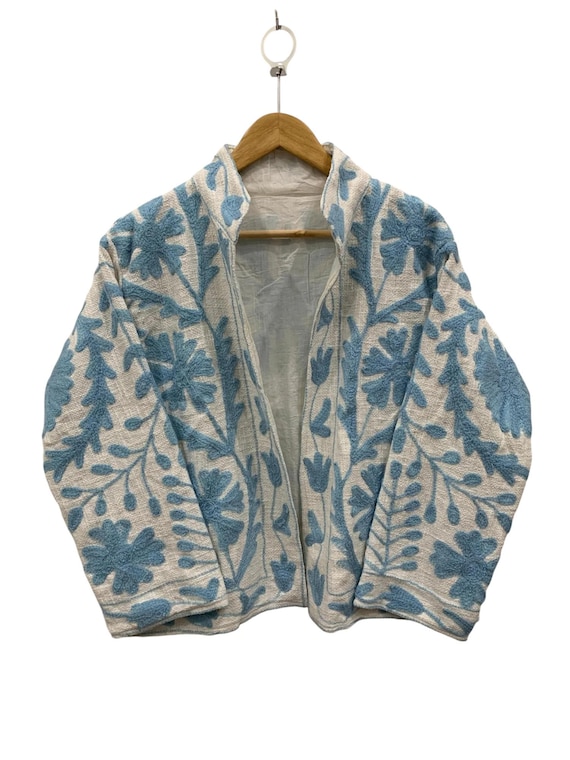 Handmade Cotton Short Jacket, Indian Tnt Jacket, Women's Wear Jacket, Winter Warm Jacket, Floral Suzani Jacket, Gift for Her, Unisex Jacket