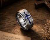 Sapphire Cross Spinner Ring for Men — photo 3