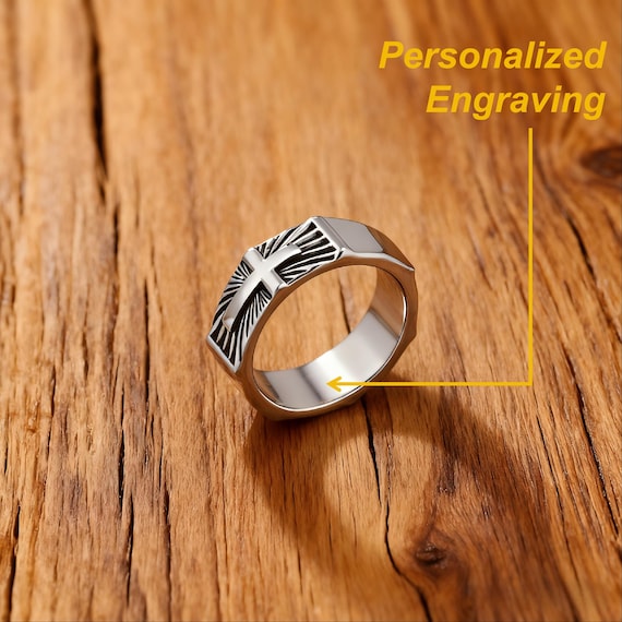 3D Sunburst Cross Ring – Christian Jewelry for Men