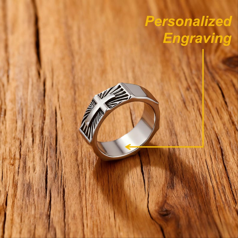 3D Sunburst Cross Ring – Christian Jewelry for Men