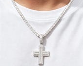 Sterling Silver Baguette Cross Pendant with Cubic Zirconia — photo 8