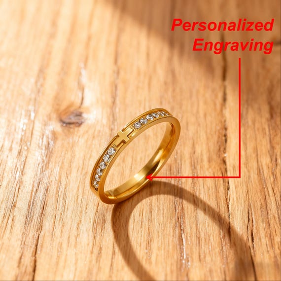 CZ Slim Cross Ring for Women – 3mm Christian Minimalist Band