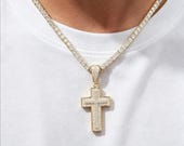 Sterling Silver Iced Cross Pendant with Cubic Zirconia Moissanite — photo 6