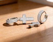 Iced Out Cross Hoop Earrings Unisex — photo 4
