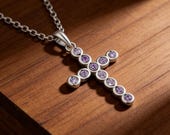 Purple Zirconia Cross Choker Necklace Women — photo 6
