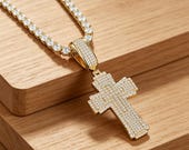 Sterling Silver Iced Cross Pendant with Cubic Zirconia/Moissanite — photo 3