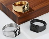 Rectangular Cross Signet Ring Men — photo 1