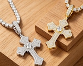 Sterling Silver Cross Pendant with Cubic Zirconia — photo 1