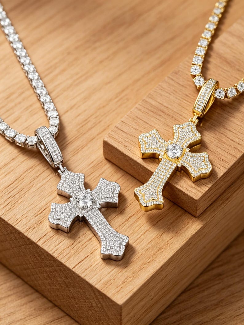 Sterling Silver Cross Pendant with Cubic Zirconia