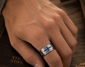 Sapphire Cross Spinner Ring for Men — photo 2