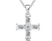 Sterling Silver Baguette CZ Cross Necklace — photo 7