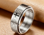 Lord’s Prayer Spinner Ring for Men - Christian Cross Band — photo 1