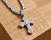 Sterling Silver Cross Pendant with Cubic Zirconia — photo 2