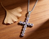 Purple Zirconia Cross Choker Necklace Women — photo 1