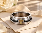 Black Onyx Cross Wedding Ring Men — photo 8