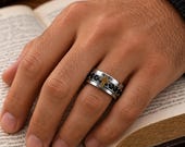 Black Onyx Cross Wedding Ring Men — photo 6