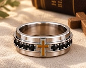 Black Onyx Cross Wedding Ring Men — photo 3