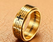Lord’s Prayer Spinner Ring for Men - Christian Cross Band — photo 2