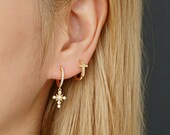 Dainty Cross Hoop Earrings — photo 6