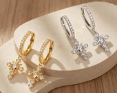 Dainty Cross Hoop Earrings — photo 2